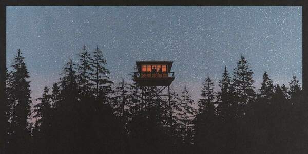 Lookout Tower Metallic Screen Print