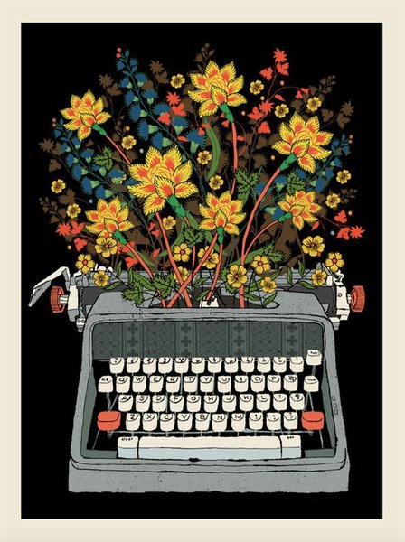 Floral Typewriter screen print